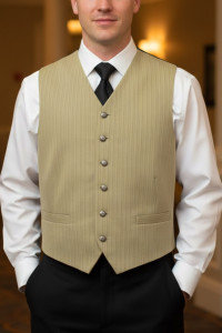 Leonardo Valenti Gold Tone Herringbone Stripe Vest - Made in Italy 