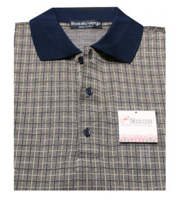 Rodolfo Verga Navy & Tan Long Staple Filoscozia Cotton Polo - Made in Italy Rodolfo Verga Navy & Tan Long Staple Filoscozia Cotton Polo - Made in Italy
