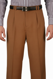 Veronesi 100% Wool Wide-Legged Slacks - Copper Plaid Weave