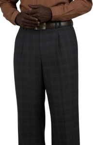 Veronesi 100% Wool Wide-Legged Slacks - Charcoal Plaid Weave