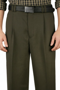 Veronesi 100% Wool Wide-Legged Slacks - Dark Olive