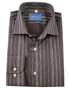 Leonardo Valenti 100% Cotton Ash Grey Line Print Sports Shirt  Leonardo Valenti 100% Cotton Ash Grey Line Print Sports Shirt
