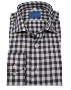 Leonardo Valenti 100% Cotton Brown & White Check Sports Shirt  Leonardo Valenti 100% Cotton Brown & White Check Sports Shirt