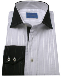 Leonardo Valenti Black & White Slim Fit Sport Shirt - Made in Italy Leonardo Valenti Black & White Slim Fit Sport Shirt - Made in Italy