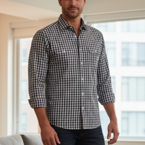Leonardo Valenti Black & White Check Slim Fit Sport Shirt - Made in Italy