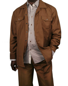 Leonardo Valenti 2-Piece Wide Leg Walking Suit - Rust Leonardo Valenti 2-Piece Wide Leg Walking Suit - Rust