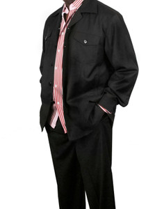 Leonardo Valenti 2-Piece Wide Leg Walking Suit - Black Leonardo Valenti 2-Piece Wide Leg Walking Suit - Black