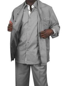 Leonardo Valenti 2-Piece Wide Leg Walking Suit - Light Grey Leonardo Valenti 2-Piece Wide Leg Walking Suit - Light Grey