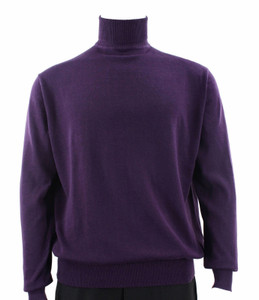 Bassiri Turtle-Neck Cotton Blend Knit Long Sleeve Sweater - Purple