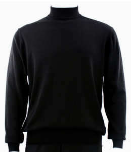 Bassiri Mock-Neck Cotton Blend Knit Long Sleeve Sweater - Black Bassiri Mock-Neck Cotton Blend Knit Long Sleeve Sweater - Black