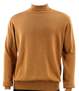 Bassiri Mock-Neck Cotton Blend Knit Long Sleeve Sweater - Gold Bassiri Mock-Neck Cotton Blend Knit Long Sleeve Sweater - Gold