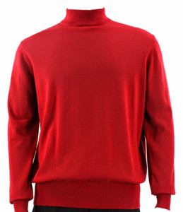Bassiri Mock-Neck Cotton Blend Knit Long Sleeve Sweater - Red Bassiri Mock-Neck Cotton Blend Knit Long Sleeve Sweater - Red