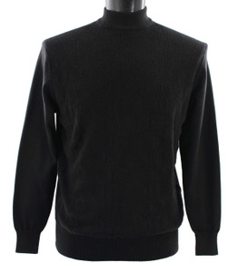 Bassiri Textured Weave Mock-Neck Cotton Blend Sweater - Black Bassiri Textured Weave Mock-Neck Cotton Blend Sweater - Black