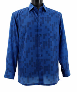 Bassiri Black on Royal Dash & Dots Long Sleeve Camp Shirt Bassiri Black on Royal Dash & Dots Long Sleeve Camp Shirt