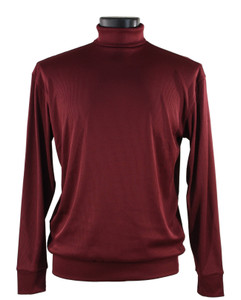 Bassiri Turtle-Neck Long Sleeve Ribbed Jersey Knit - Burgundy Bassiri Turtle-Neck Long Sleeve Ribbed Jersey Knit - Burgundy