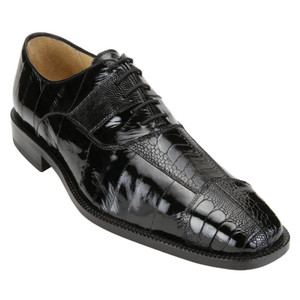 Belvedere Genuine Eel & Ostrich Leg Dress Tie Shoe -Black Belvedere Genuine Eel & Ostrich Leg Dress Tie Shoe -Black