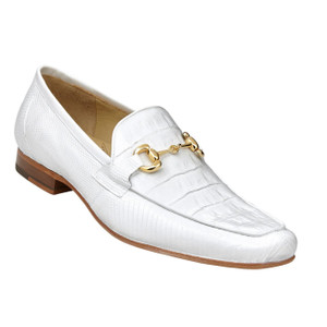 Belvedere Genuine Caiman Crocodile and Lizard Horsebit Loafer - White Belvedere Genuine Caiman Crocodile and Lizard Horsebit Loafer - White