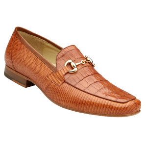 Belvedere Genuine Caiman Crocodile and Lizard Horsebit Loafer - Brandy Belvedere Genuine Caiman Crocodile and Lizard Horsebit Loafer - Brandy
