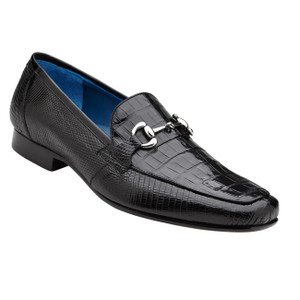 Belvedere Genuine Caiman Crocodile and Lizard Horsebit Loafer - Black Belvedere Genuine Caiman Crocodile and Lizard Horsebit Loafer - Black
