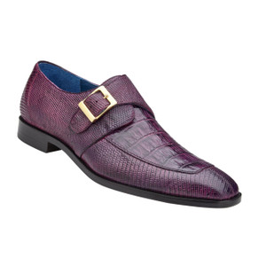 Belvedere Genuine Caiman Crocodile and Lizard Monk Strap Shoes - Purple Belvedere Genuine Caiman Crocodile and Lizard Monk Strap Shoes - Purple
