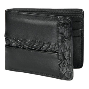 Los Altos Black Genuine Caiman Crocodile & Leather Men's Wallet Los Altos Black Genuine Caiman Crocodile & Leather Men's Wallet
