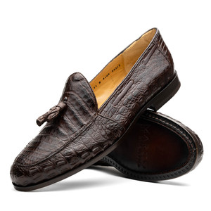 Marco di Milano Genuine Caiman Crocodile Dress Tassel Loafer - Brown Marco di Milano Genuine Caiman Crocodile Dress Tassel Loafer - Brown