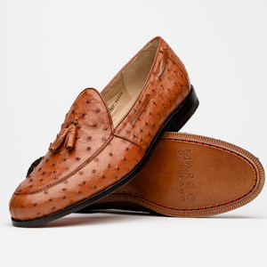 Marco di Milano Genuine Ostrich Quill Dress Tassel Loafer - Cognac Marco di Milano Genuine Ostrich Quill Dress Tassel Loafer - Cognac