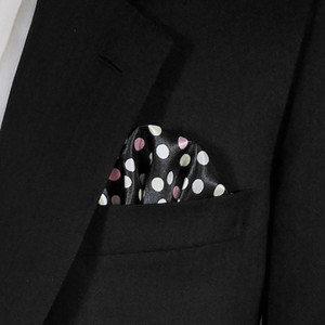 Pink & White Dots on Black Pre-Folded Pocket Square Insert