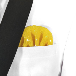 Men's Sequin Pre-Folded Pocket Square Insert - Bright Yellow Men's Sequin Pre-Folded Pocket Square Insert - Bright Yellow