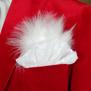 White Sequin Ruffle & Feather Pocket Square Insert White Sequin Ruffle & Feather Pocket Square Insert