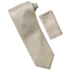 100% Silk Wide Necktie with Pocket Square - Tan Horizontal 100% Silk Wide Necktie with Pocket Square - Tan Horizontal