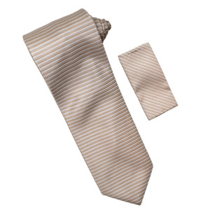 100% Silk Wide Necktie with Pocket Square - Taupe Horizontal 100% Silk Wide Necktie with Pocket Square - Taupe Horizontal
