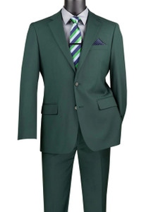 Vinci 2-Button Suit with Hidden Adjustable Waist Flat Front Slacks - Hunter Green Vinci 2-Button Suit with Hidden Adjustable Waist Flat Front Slacks - Hunter Green