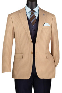 Vinci 2-Button Tan Houndstooth Sportcoat - Tailored Fit Vinci 2-Button Tan Houndstooth Sportcoat - Tailored Fit