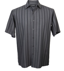 Bassiri Vertical Weave Short Sleeve Camp Shirt - Charcoal Bassiri Vertical Weave Short Sleeve Camp Shirt - Charcoal