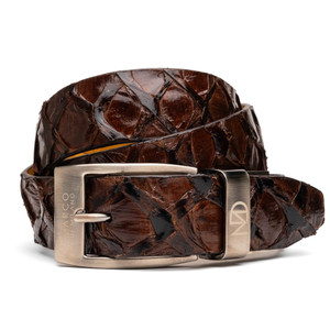 Marco di Milano Genuine Pirarucu Skin Dress Belt - Brown Marco di Milano Genuine Pirarucu Skin Dress Belt - Brown