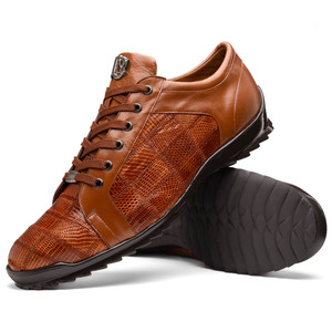 Marco di Milano Genuine Lizard Patch Work Sneaker - Cognac Marco di Milano Genuine Lizard Patch Work Sneaker - Cognac