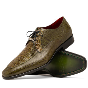 Marco di Milano Genuine Caiman Crocodile & Lizard Dress Shoe - Olive Green Marco di Milano Genuine Caiman Crocodile & Lizard Dress Shoe - Olive Green