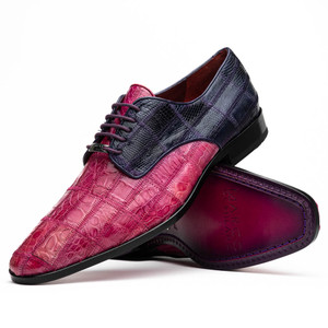 Marco di Milano Genuine Caiman Crocodile & Lizard Patchwork Dress Tie Shoe - Purple & Pink Marco di Milano Genuine Caiman Crocodile & Lizard Patchwork Dress Tie Shoe - Purple & Pink