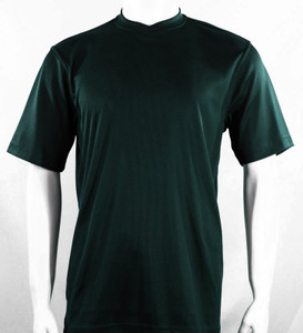 Bassiri Short Sleeve V-Neck Ribbed Jersey Knit Tee - Emerald Bassiri Short Sleeve V-Neck Ribbed Jersey Knit Tee - Emerald