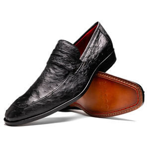 Marco di Milano Genuine Ostrich Quill Elongated Penny Loafer - Black Marco di Milano Genuine Ostrich Quill Elongated Penny Loafer - Black