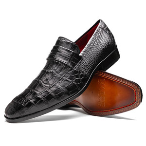 Marco di Milano Genuine Alligator Elongated Penny Loafer - Black Marco di Milano Genuine Alligator Elongated Penny Loafer - Black