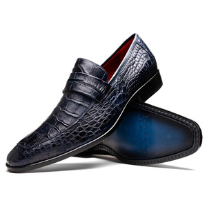 Marco di Milano Genuine Alligator Elongated Penny Loafer - Navy Marco di Milano Genuine Alligator Elongated Penny Loafer - Navy