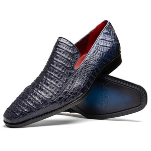 Marco di Milano Genuine Caiman Crocodile Dress Loafer - Navy Blue Marco di Milano Genuine Caiman Crocodile Dress Loafer - Navy Blue