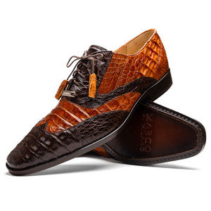 Marco di Milano Genuine Caiman Crocodile Dress Shoe - Brandy & Brown Marco di Milano Genuine Caiman Crocodile Dress Shoe - Brandy & Brown