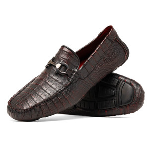 Marco di Milano Genuine Caiman Belly Horsebit Driver Loafer - Black Cherry Marco di Milano Genuine Caiman Belly Horsebit Driver Loafer - Black Cherry