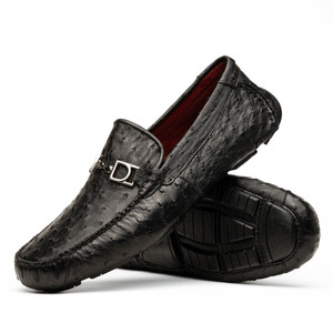 Marco di Milano Genuine Ostrich Quill Horsebit Driver Loafer - Black Marco di Milano Genuine Ostrich Quill Horsebit Driver Loafer - Black