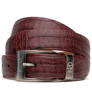 Marco di Milano Genuine Caiman Crocodile Fuscus Back Dress Belt - Wine Marco di Milano Genuine Caiman Crocodile Fuscus Back Dress Belt - Wine