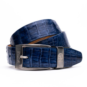 Marco di Milano Genuine Caiman Fuscus-Belly Crocodile Dress Belt - Blue Jean Marco di Milano Genuine Caiman Fuscus-Belly Crocodile Dress Belt - Blue Jean