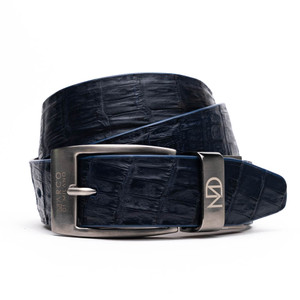 Marco di Milano Genuine Caiman Fuscus-Belly Crocodile Dress Belt - Navy Blue Jean Marco di Milano Genuine Caiman Fuscus-Belly Crocodile Dress Belt - Navy Blue Jean